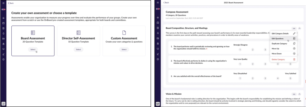 board assessment template